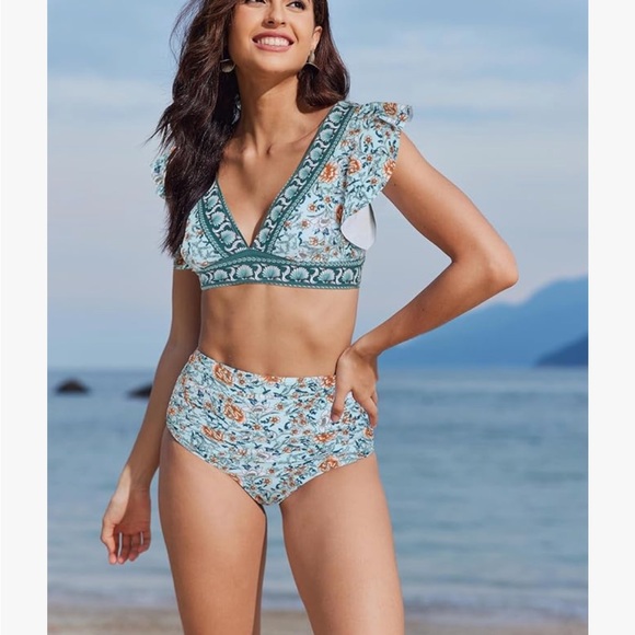 Floral Print Ruffle Bikini Set - Picture 3 of 3